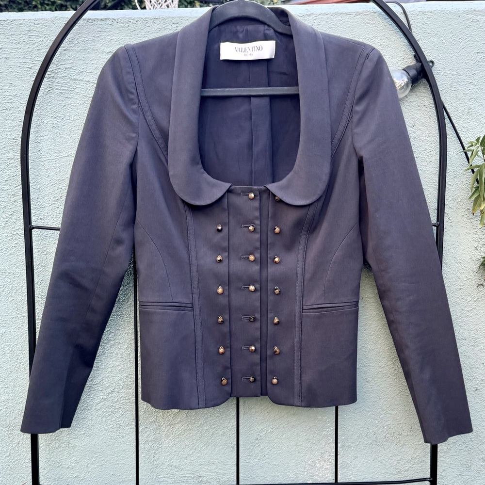VTG Valentino Roma Sweetheart Neckline Jacket w/ 3D Hexagon Buttons
